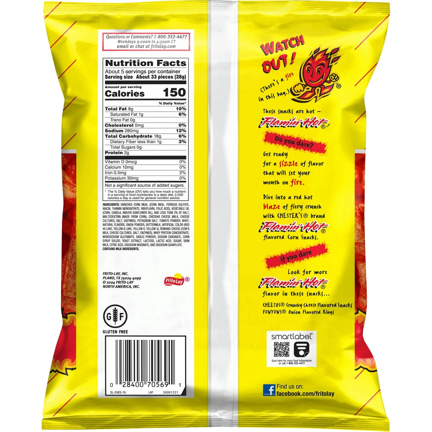 Chester's Fries Flamin' Hot Flavored Corn Snacks, 5.25 oz Bag
