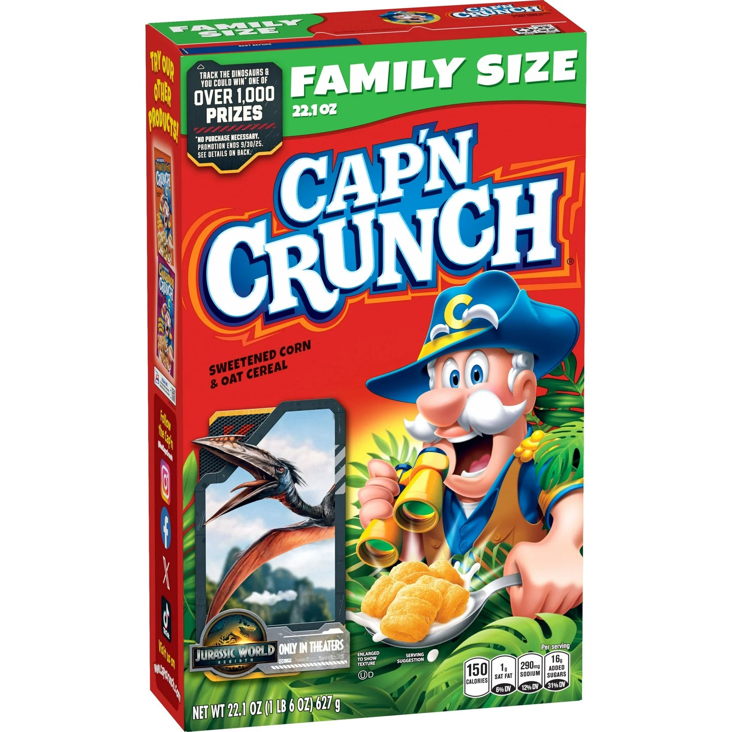 Cap'n Crunch Sweetened Corn & Oat Cereal, 22.1 oz Box