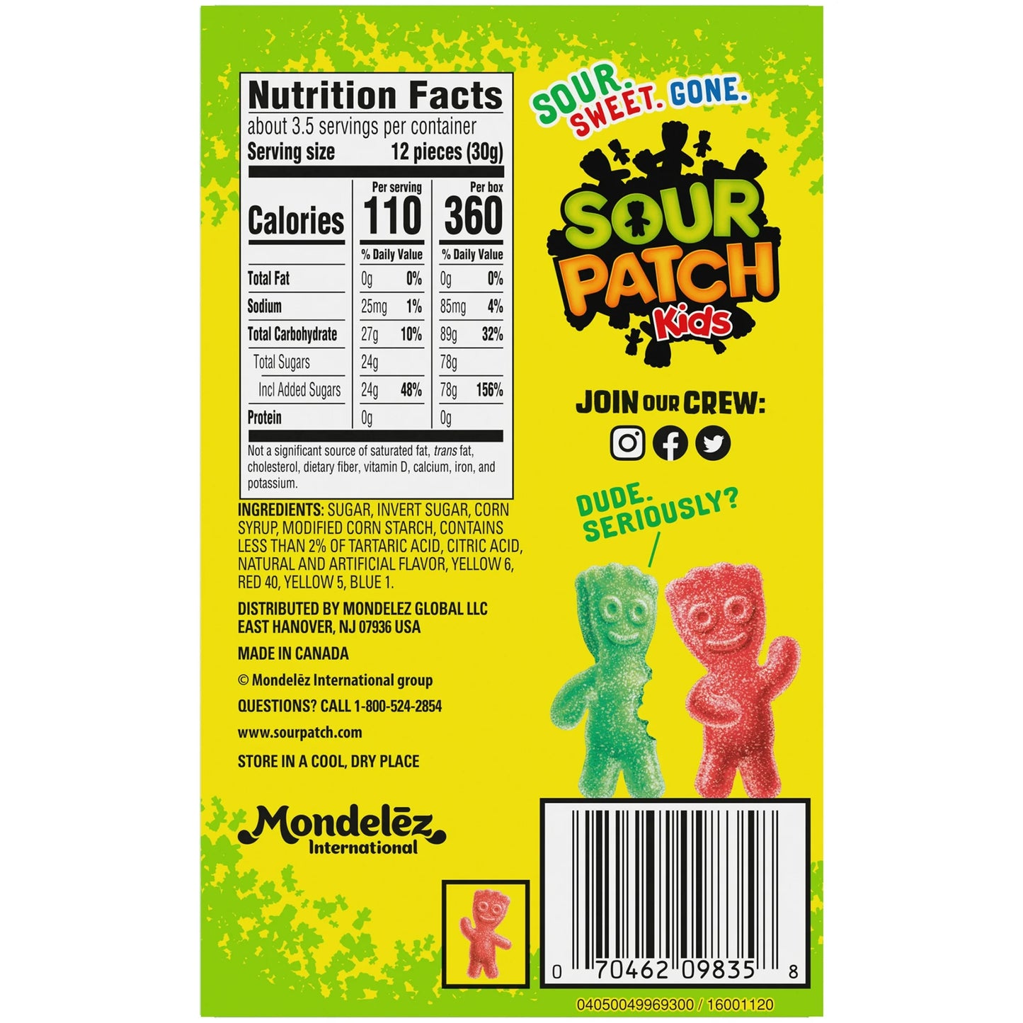 SOUR PATCH KIDS Soft & Chewy Candy, 3.5 oz