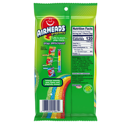 Airheads Xtremes Belts Candy, Rainbow Berry, 4.5 oz Bag