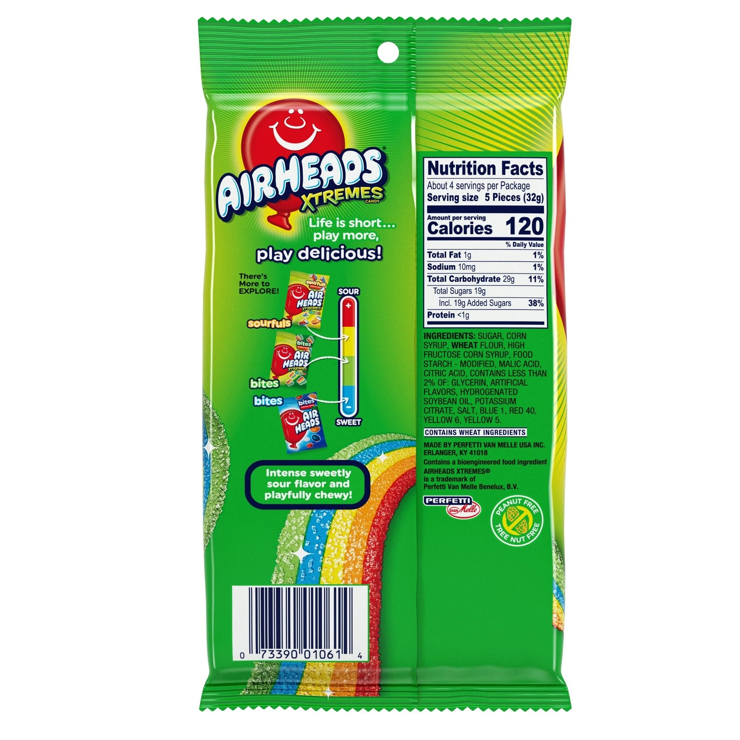 Airheads Xtremes Belts Candy, Rainbow Berry, 4.5 oz Bag