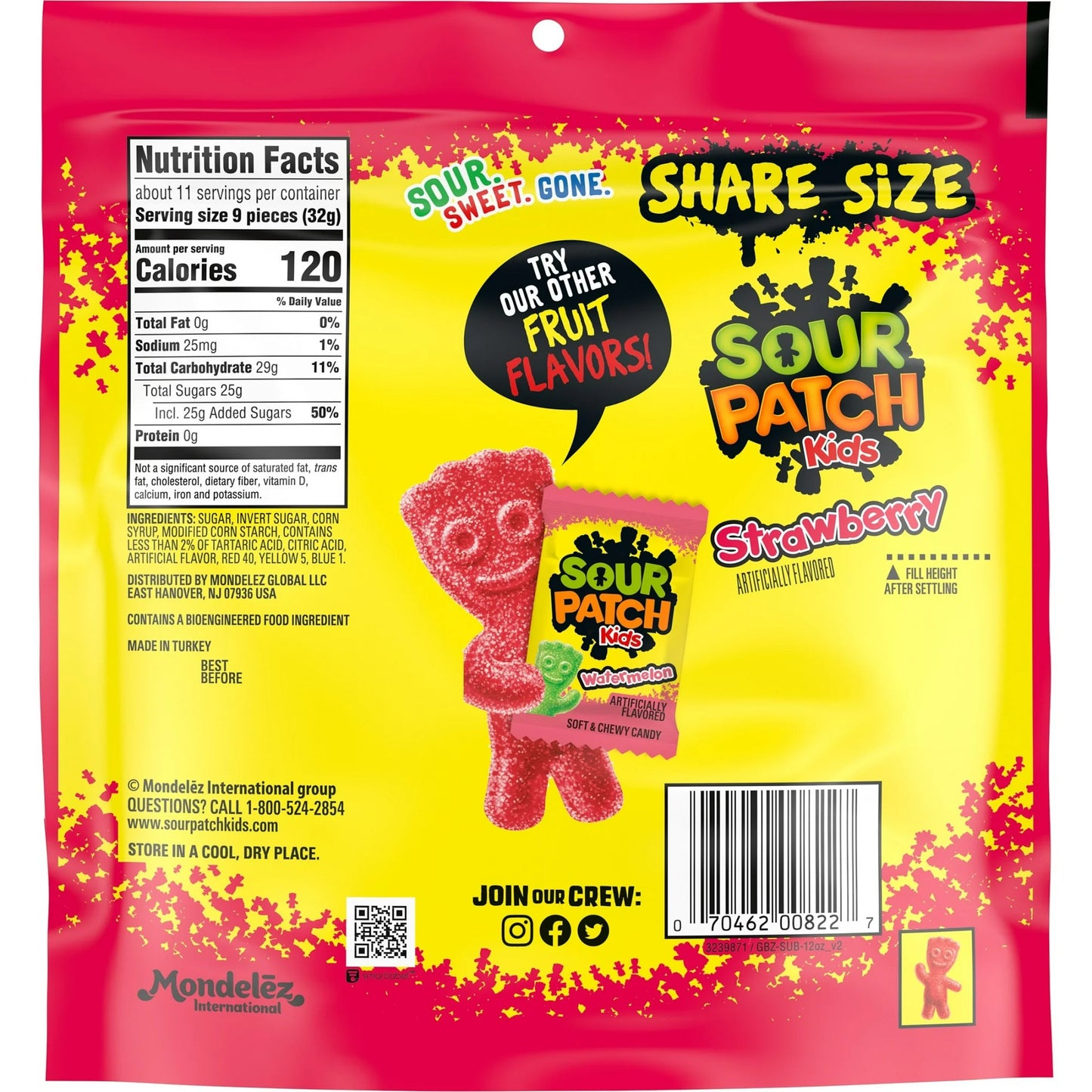 SOUR PATCH KIDS Strawberry Soft & Chewy Candy, Share Size, 12 oz