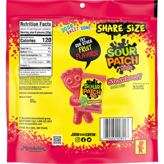 SOUR PATCH KIDS Strawberry Soft & Chewy Candy, Share Size, 12 oz