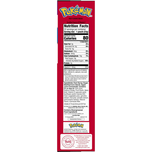 Pokemon Fruit Flavored Snacks, Treat Pouches, Gluten Free, Value Pack, 22 Ct, 17.6 oz