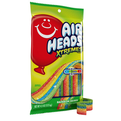 Airheads Xtremes Belts Candy, Rainbow Berry, 4.5 oz Bag