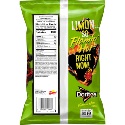 Doritos Flamin' Hot Limon Flavored Tortilla Chips, 9.25 oz Bag