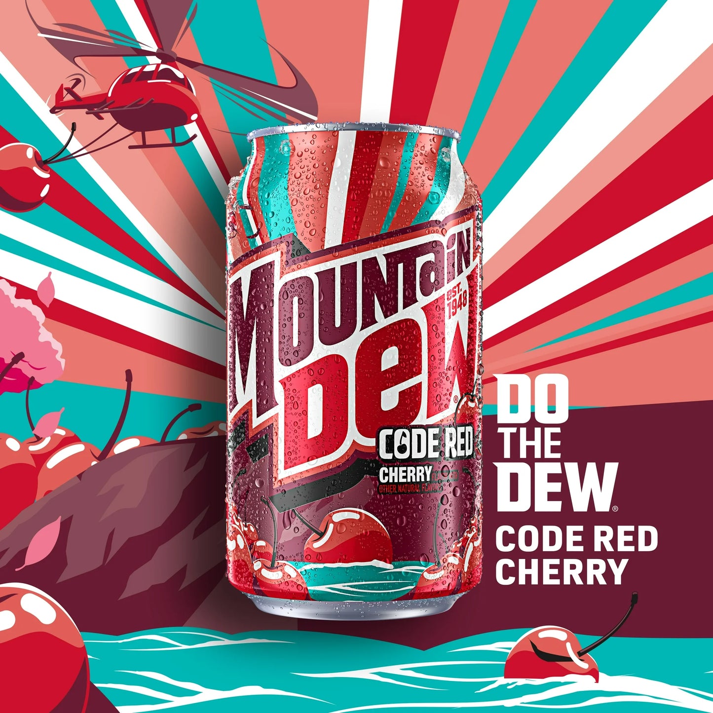 Mountain Dew Code Red Cherry Flavored Soda Pop, 12 oz
