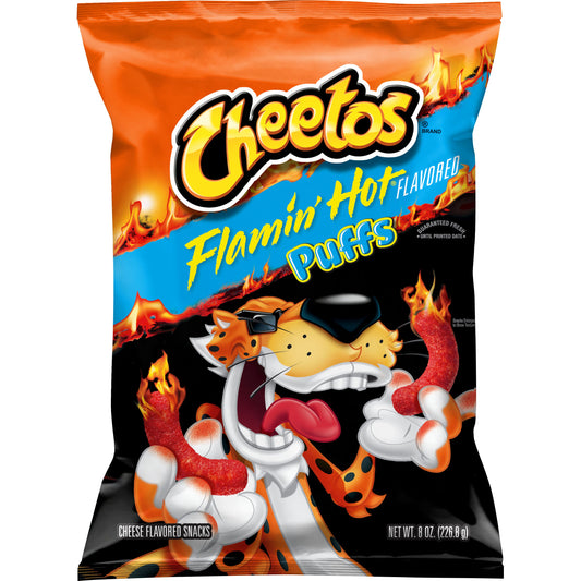 Cheetos Puffs Flamin' Hot Cheese Flavored Snacks, 8 oz