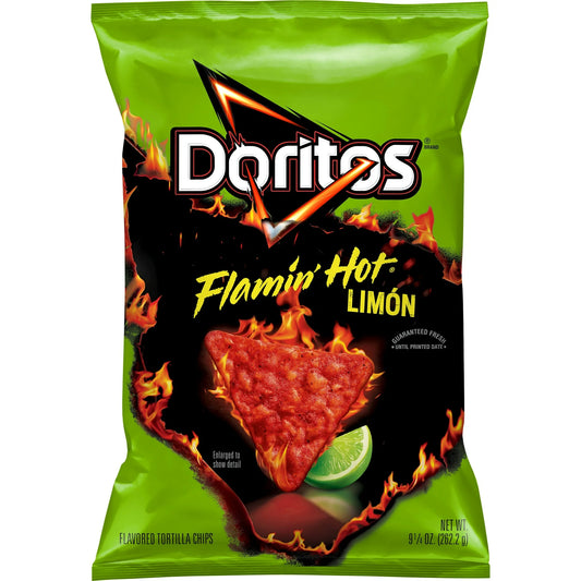 Doritos Flamin' Hot Limon Flavored Tortilla Chips, 9.25 oz Bag