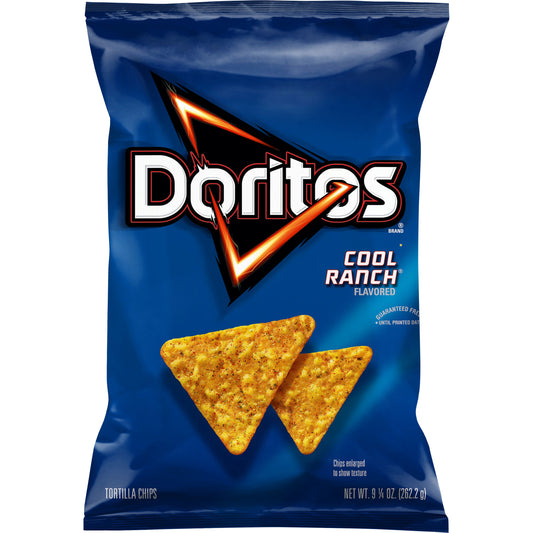 Doritos Tortilla Chips Cool Ranch Flavor Snack Chips, 9.25 oz Bag