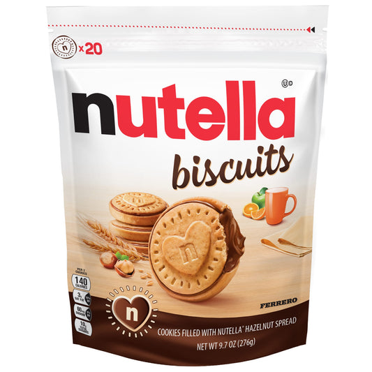 Nutella Biscuits, 20 Count Cookies, Hazelnut Spread with Cocoa, Kids Snacks, 9.7 oz