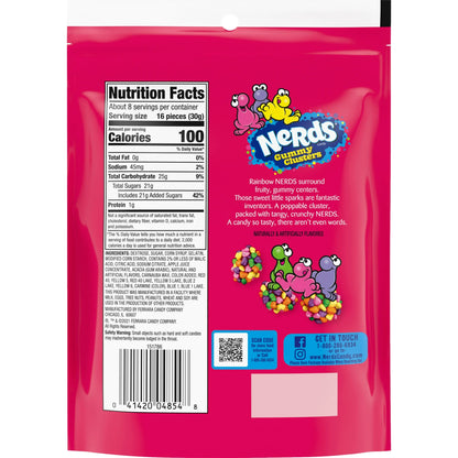 NERDS Gummy Clusters, Candy, Rainbow, Crunchy and Gummy, 8 oz