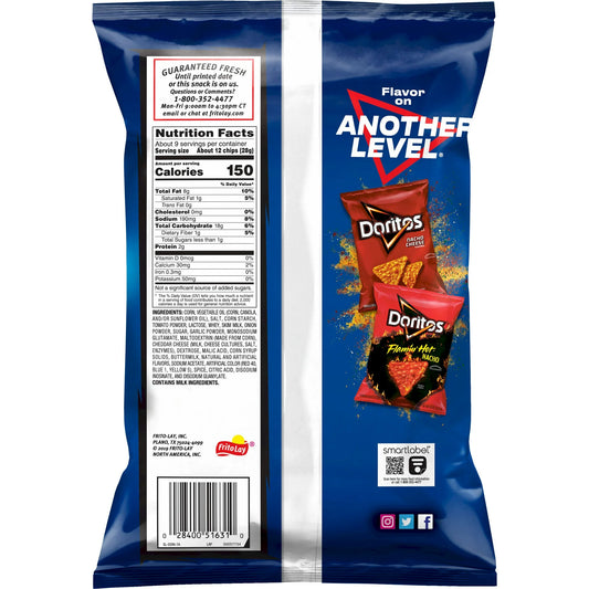 Doritos Tortilla Chips Cool Ranch Flavor Snack Chips, 9.25 oz Bag