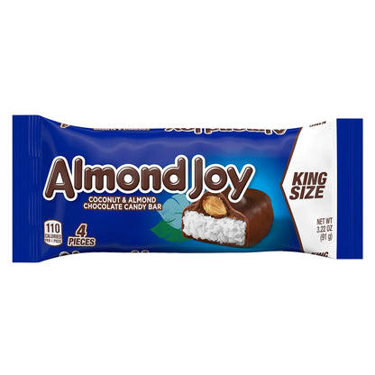 Almond Joy Coconut and Almond Chocolate King Size Candy, Bars 3.22 oz, 4 Pieces